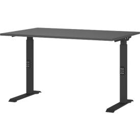 Schreibtisch Porto, mechanisch höheneinstellbar, C-Fuß, B 1200 x T 800 x H 680-910 mm, schwarz/graphit