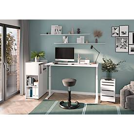 Schreibtisch Porto, mechanisch höheneinstellbar, C-Fuß, B 1400 x T 800 x H 680-910 mm, weiß/weiß