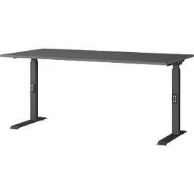 Schreibtisch Porto, mechanisch höheneinstellbar, C-Fuß, B 1600 x T 800 x H 680-910 mm, schwarz/graphit