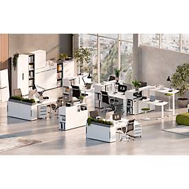 Schreibtisch Porto, mechanisch höheneinstellbar, C-Fuß, B 1600 x T 800 x H 680-910 mm, weiß/weiß