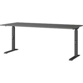 Schreibtisch Porto, mechanisch höheneinstellbar, C-Fuß, B 1800 x T 800 x H 680-910 mm, schwarz/graphit