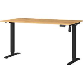 Schreibtisch Profi 2.0, elektrisch höhenverstellbar, B 1400 x T 800 x H 710 - 1190 mm, Grandson-Eiche/schwarz