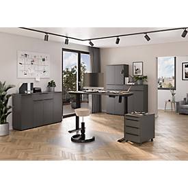 Schreibtisch Profi 2.0, elektrisch höhenverstellbar, B 1400 x T 800 x H 710 - 1190 mm, graphit/schwarz