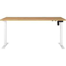 Schreibtisch Profi 2.0, elektrisch höhenverstellbar, B 1600 x T 800 x H 710 - 1190 mm, Grandson-Eiche/weiß