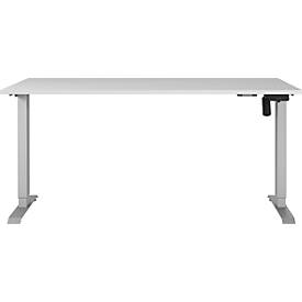 Schreibtisch Profi 2.0, elektrisch höhenverstellbar, B 1600 x T 800 x H 710 - 1190 mm, lichtgrau/silber
