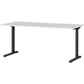 Schreibtisch Profi 2.0, mechanisch höheneinstellbar, B 1600 x T 800 x H 700 - 800 mm, lichtgrau/schwarz