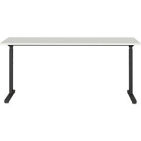 Schreibtisch Profi 2.0, mechanisch höheneinstellbar, B 1600 x T 800 x H 700 - 800 mm, lichtgrau/schwarz