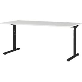 Schreibtisch Profi 2.0, mechanisch höheneinstellbar, B 1800 x T 800 x H 700 - 800 mm, lichtgrau/schwarz