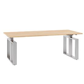 Schreibtisch QUANDOS BOX, Kufengestell, Rechteck, B 2000 x T 900 x H 720 - 820 mm, Eiche Masonic