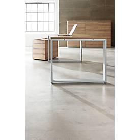 Schreibtisch QUANDOS BOX, Kufengestell, Rechteck, B 2000 x T 900 x H 720 - 820 mm, Kirsche Romana 