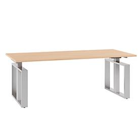 Schreibtisch QUANDOS BOX, Kufengestell, Rechteck, B 2000 x T 900 x H 720 - 820 mm, Kirsche Romana