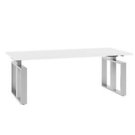Schreibtisch QUANDOS BOX, Kufengestell, Rechteck, B 2000 x T 900 x H 720 - 820 mm, weiß 