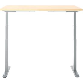 Schreibtisch, Rechteck, elektrisch höhenverstellbar, T-Fuß, B 1200 x T 800 x H 620-1280 mm, inkl. Memory Master, Ahorn-Dekor/silber