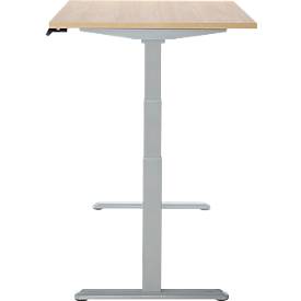 Schreibtisch, Rechteck, elektrisch höhenverstellbar, T-Fuß, B 1200 x T 800 x H 620-1280 mm, inkl. Memory Master, Eiche-Dekor/silber