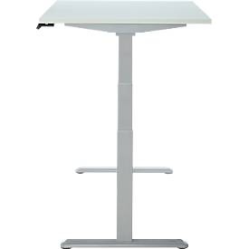 Schreibtisch, Rechteck, elektrisch höhenverstellbar, T-Fuß, B 1200 x T 800 x H 620-1280 mm, inkl. Memory Master, lichtgrau/silber