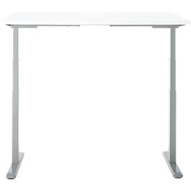 Schreibtisch, Rechteck, elektrisch höhenverstellbar, T-Fuß, B 1200 x T 800 x H 620-1280 mm, inkl. Memory Master, weiß/silber