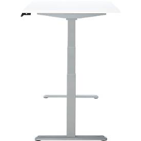 Schreibtisch, Rechteck, elektrisch höhenverstellbar, T-Fuß, B 1200 x T 800 x H 620-1280 mm, inkl. Memory Master, weiß/silber