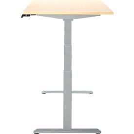 Schreibtisch, Rechteck, elektrisch höhenverstellbar, T-Fuß, B 1600 x T 800 x H 620-1280 mm, inkl. Memory Master, Ahorn-Dekor/silber