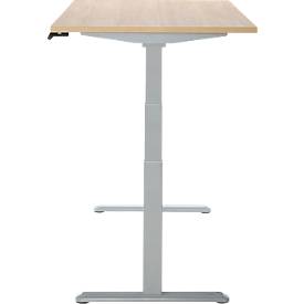 Schreibtisch, Rechteck, elektrisch höhenverstellbar, T-Fuß, B 1600 x T 800 x H 620-1280 mm, inkl. Memory Master, Eiche-Dekor/silber
