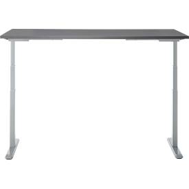 Schreibtisch, Rechteck, elektrisch höhenverstellbar, T-Fuß, B 1600 x T 800 x H 620-1280 mm, inkl. Memory Master, graphit/silber