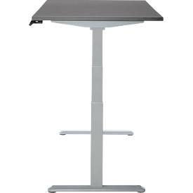 Schreibtisch, Rechteck, elektrisch höhenverstellbar, T-Fuß, B 1600 x T 800 x H 620-1280 mm, inkl. Memory Master, graphit/silber