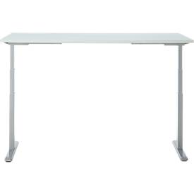 Schreibtisch, Rechteck, elektrisch höhenverstellbar, T-Fuß, B 1600 x T 800 x H 620-1280 mm, inkl. Memory Master, lichtgrau/silber