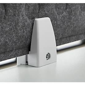 Schreibtisch, Rechteck, elektrisch höhenverstellbar, T-Fuß, B 1600 x T 800 x H 620-1280 mm, inkl. Memory Master + Tischtrennwand, Eiche-Dekor/silber