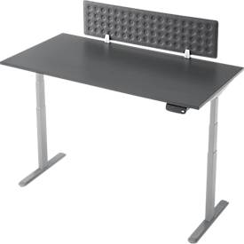 Schreibtisch, Rechteck, elektrisch höhenverstellbar, T-Fuß, B 1600 x T 800 x H 620-1280 mm, inkl. Memory Master + Tischtrennwand, graphit/silber