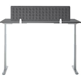 Schreibtisch, Rechteck, elektrisch höhenverstellbar, T-Fuß, B 1600 x T 800 x H 620-1280 mm, inkl. Memory Master + Tischtrennwand, graphit/silber