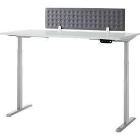 Schreibtisch, Rechteck, elektrisch höhenverstellbar, T-Fuß, B 1600 x T 800 x H 620-1280 mm, inkl. Memory Master + Tischtrennwand, lichtgrau/silber