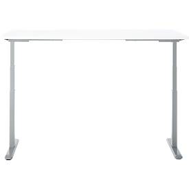 Schreibtisch, Rechteck, elektrisch höhenverstellbar, T-Fuß, B 1600 x T 800 x H 620-1280 mm, inkl. Memory Master, weiß/silber