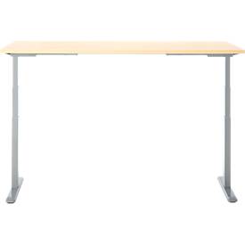 Schreibtisch, Rechteck, elektrisch höhenverstellbar, T-Fuß, B 1800 x T 800 x H 620-1280 mm, inkl. Memory Master, Ahorn-Dekor/silber