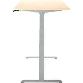 Schreibtisch, Rechteck, elektrisch höhenverstellbar, T-Fuß, B 1800 x T 800 x H 620-1280 mm, inkl. Memory Master, Ahorn-Dekor/silber