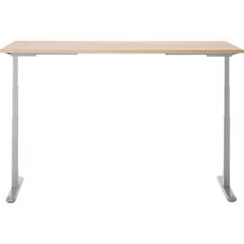 Schreibtisch, Rechteck, elektrisch höhenverstellbar, T-Fuß, B 1800 x T 800 x H 620-1280 mm, inkl. Memory Master, Eiche-Dekor/silber