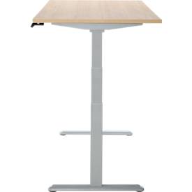 Schreibtisch, Rechteck, elektrisch höhenverstellbar, T-Fuß, B 1800 x T 800 x H 620-1280 mm, inkl. Memory Master, Eiche-Dekor/silber