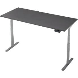 Schreibtisch, Rechteck, elektrisch höhenverstellbar, T-Fuß, B 1800 x T 800 x H 620-1280 mm, inkl. Memory Master, graphit/silber