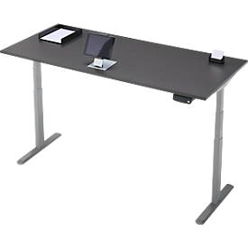 Schreibtisch, Rechteck, elektrisch höhenverstellbar, T-Fuß, B 1800 x T 800 x H 620-1280 mm, inkl. Memory Master, graphit/silber