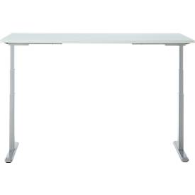 Schreibtisch, Rechteck, elektrisch höhenverstellbar, T-Fuß, B 1800 x T 800 x H 620-1280 mm, inkl. Memory Master, lichtgrau/silber
