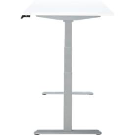 Schreibtisch, Rechteck, elektrisch höhenverstellbar, T-Fuß, B 1800 x T 800 x H 620-1280 mm, inkl. Memory Master, weiß/silber