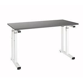 Schreibtisch Set Up, Rechteck, C-Fuß, B 1300 x T 650 x H 685-820 mm, graphit/weiß