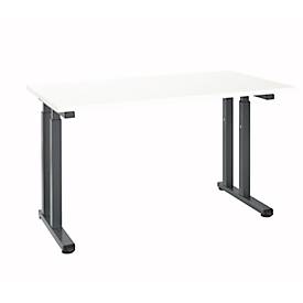 Schreibtisch Set Up, Rechteck, C-Fuß, B 1300 x T 650 x H 685-820 mm, weiß/graphit 