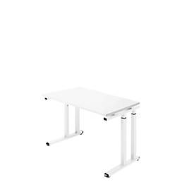 Schreibtisch Set Up, Rechteck, C-Fuß, B 1300 x T 650 x H 685-820 mm, weiß/weiß