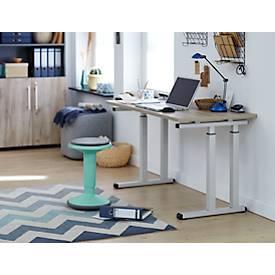 Schreibtisch-Set Up, rechteckig, C-Fuß, B 1300 x T 650 x H 685-820 mm, Eiche/Weißaluminium 