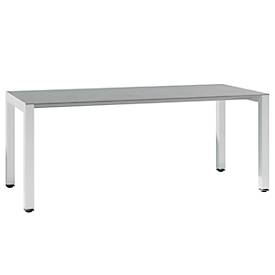 Schreibtisch SOLUS PLAY, 4-Fuß, höhenverstellbar, B 1800 x T 800 x H 720 - 820 mm, Ceramic grey