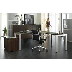 Schreibtisch SOLUS PLAY, 4-Fuß, höhenverstellbar, B 1800 x T 800 x H 720 - 820 mm, Mooreiche