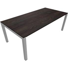 Schreibtisch SOLUS PLAY, 4-Fuß, höhenverstellbar, B 2000 x T 1000 x H 720 - 820 mm, Mooreiche