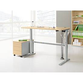 Schreibtisch Standard, C-Fuß, Rechteck, elektrisch höhenverstellbar, B 1600 mm