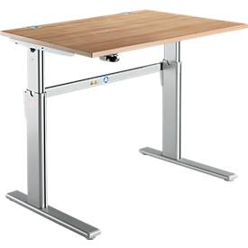 Schreibtisch Standard, C-Fuß, Rechteck, elektrisch höhenverstellbar, T 800 x H 725-1185 mm, diverse Breiten & diverse Dekore