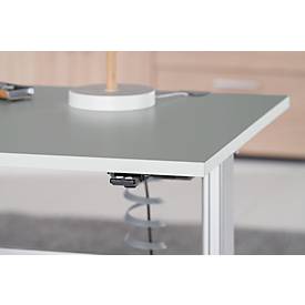 Schreibtisch Standard, elektrisch höhenverstellbar, Rechteck, C-Fuß, B 1200 x T 800 x H 725-1185 mm, lichtgrau/weißaluminium RAL 9006 