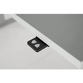 Schreibtisch Standard, elektrisch höhenverstellbar, Rechteck, C-Fuß, B 1600 x T 800 x H 725-1185 mm, Eiche/anthrazit